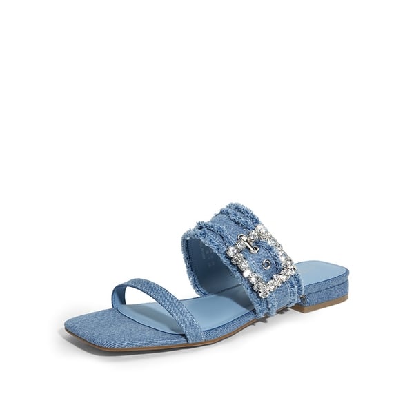 Rhinestone Buckle Strap Sandals - DENIM BLUE -  0